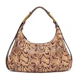 Margot Alexandra Stirrup Snake Natural Python Leather Hobo Shoulder Bag Purse